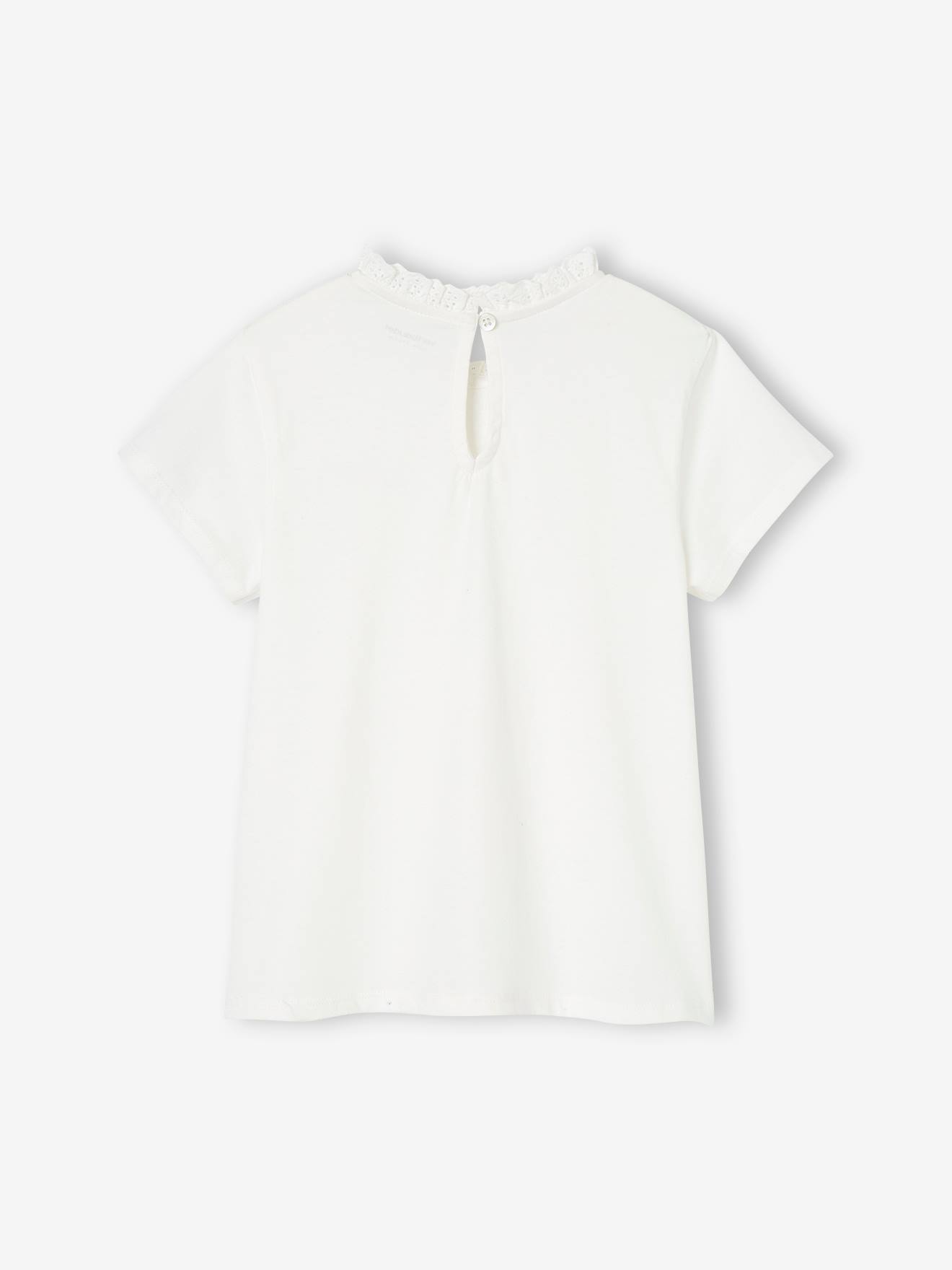 Camiseta azul-marinho de manga curta personalizável com gola para meninas