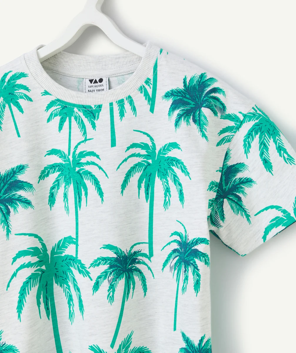 t-shirt manches courtes garçon en coton bio imprimé palmiers