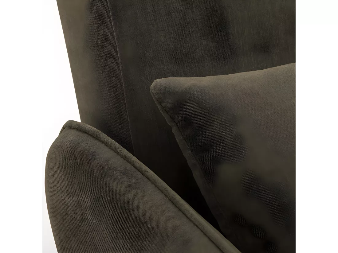 Monica - Canapé convertible 2 places en tissu chenille L140cm - Vert kaki