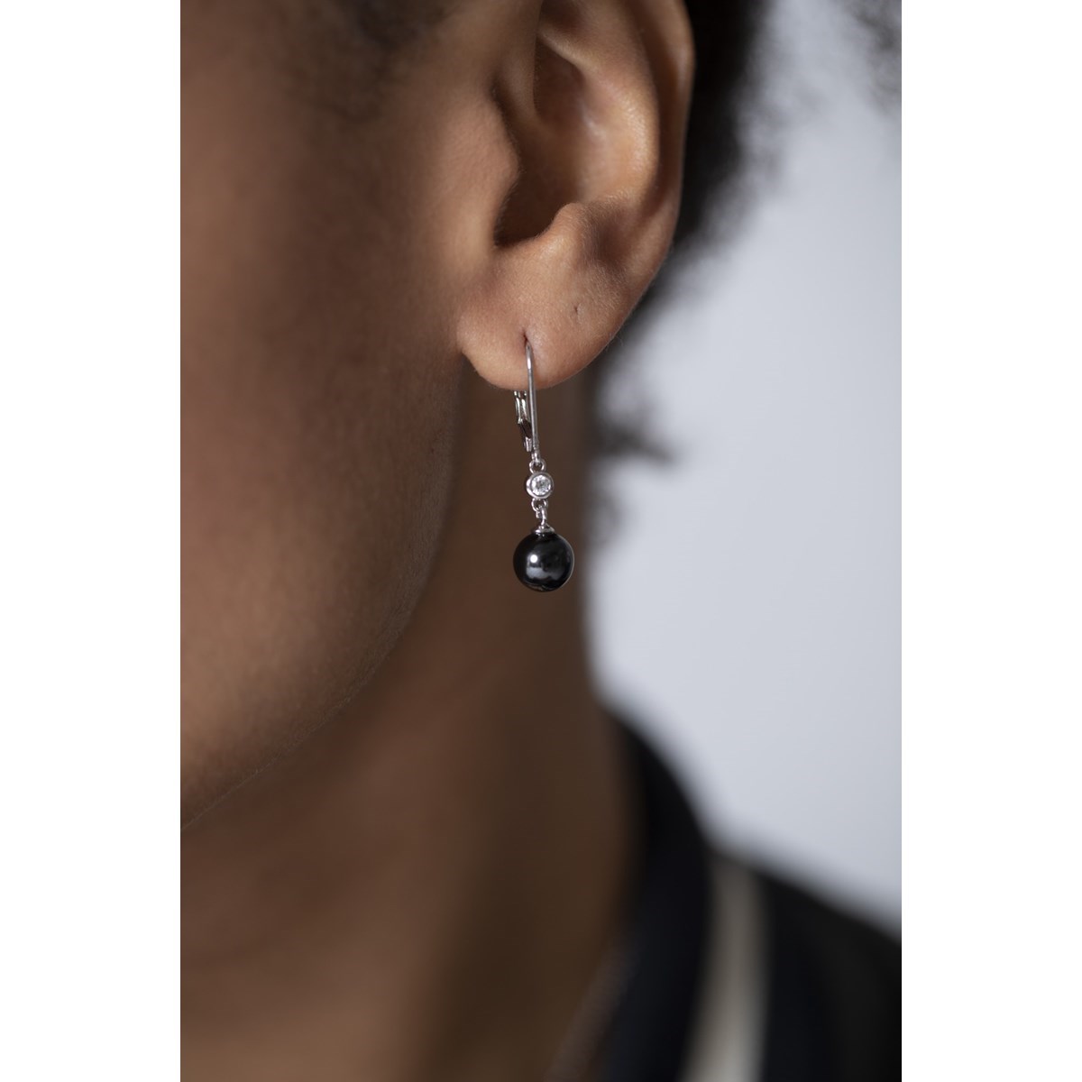 Boucles d'oreilles pendantes en Argent 925 millièmes et céramique - blanc brillant