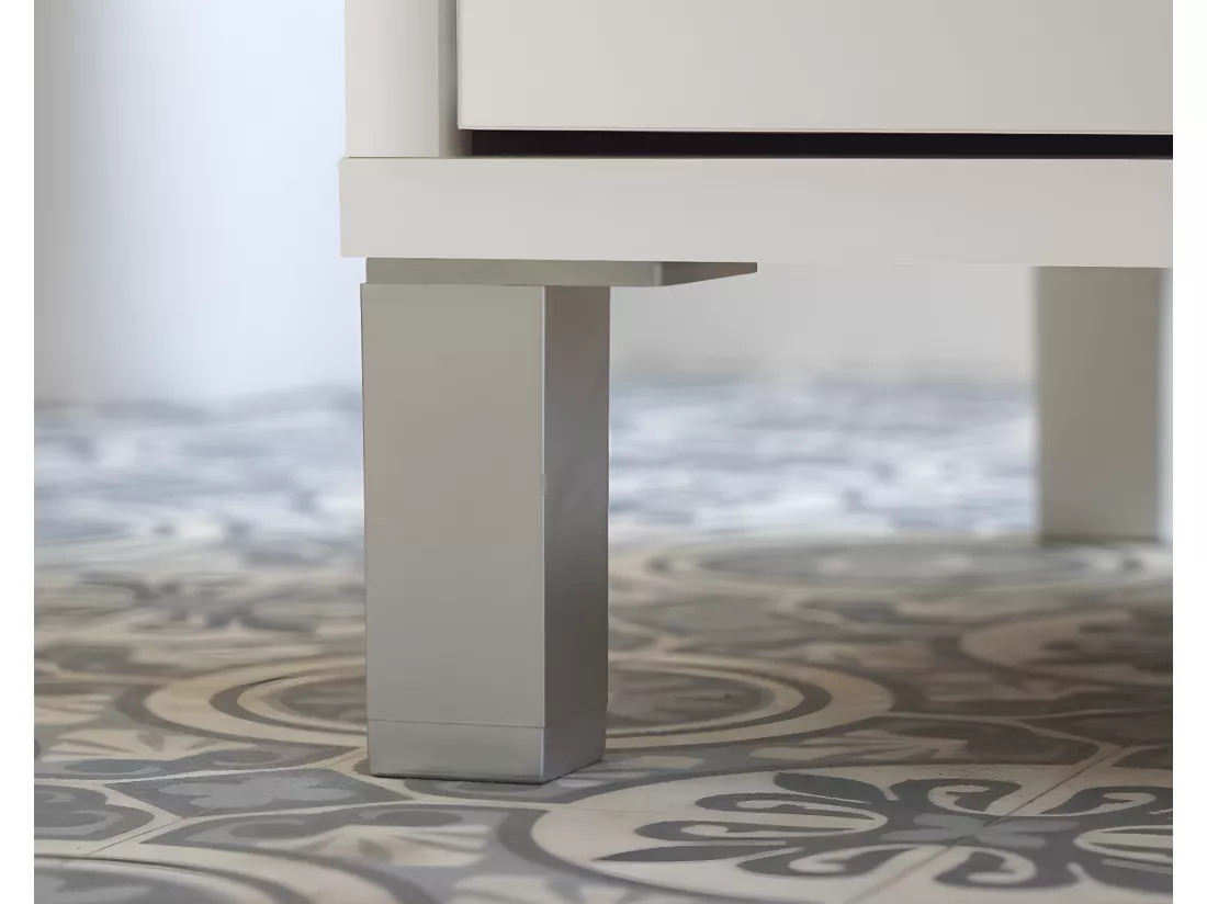 Meuble Vasque avec miroir coloris blanc brillant - Hauteur 90 x Longueur 81.5 x Profondeur 46.5 cm