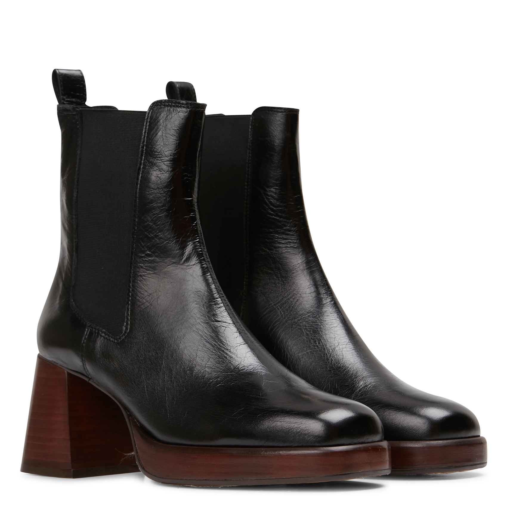 BECCA - Bottines à talons en cuir vieilli | Noir