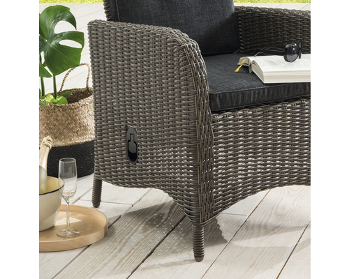 Palma vintage hoge rugleuning tuinstoel, grijs polyrotan, verstelbare rugleuning