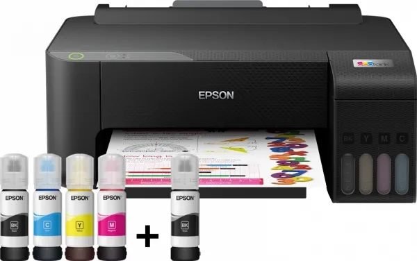 Epson L1210 - Printer - farve - blækprinter - A4/Legal - 5760 x 1440 dpi - op til 10 spm (mono) / op til 5 spm (farve) - kapacitet: 100 ark - USB - sort