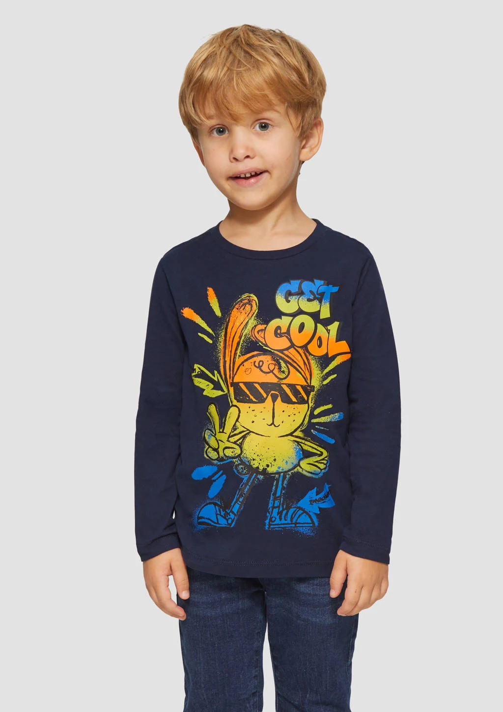 s.Oliver longsleeve met printopdruk donkerblauw