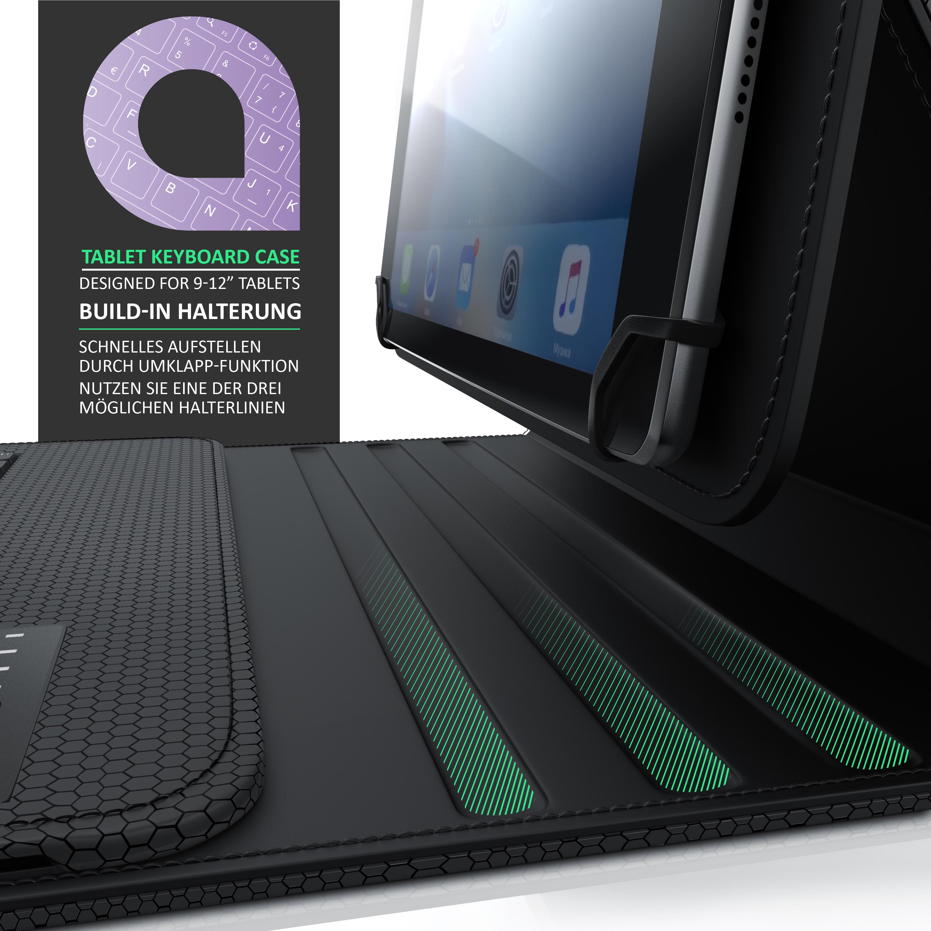 CSL Bluetooth Tastatur mit Schutzhülle, Tablet-Tastatur für 9-12 Zoll Tablets, magnetische Befestigung, Multimedia Funktionstasten, QWERTZ Layout