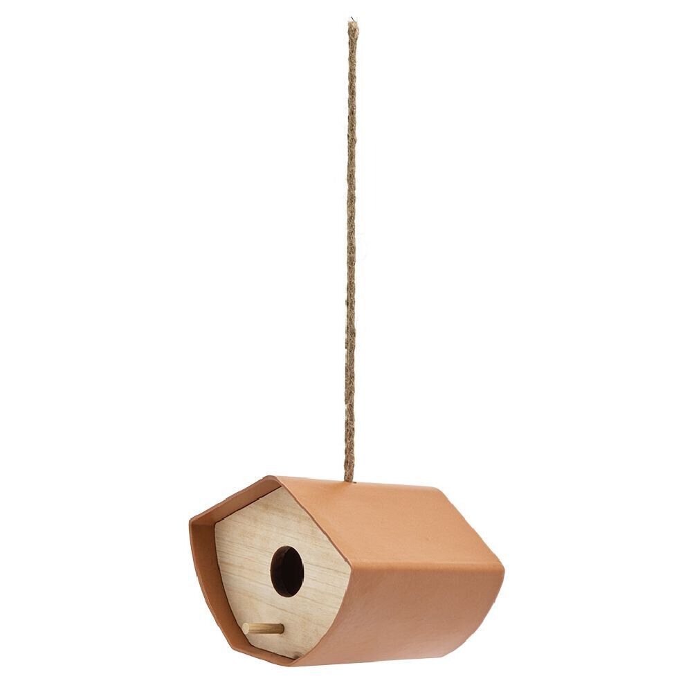 Nichoir oiseau 16,3xH12x14,5cm fibre de bambou blanc