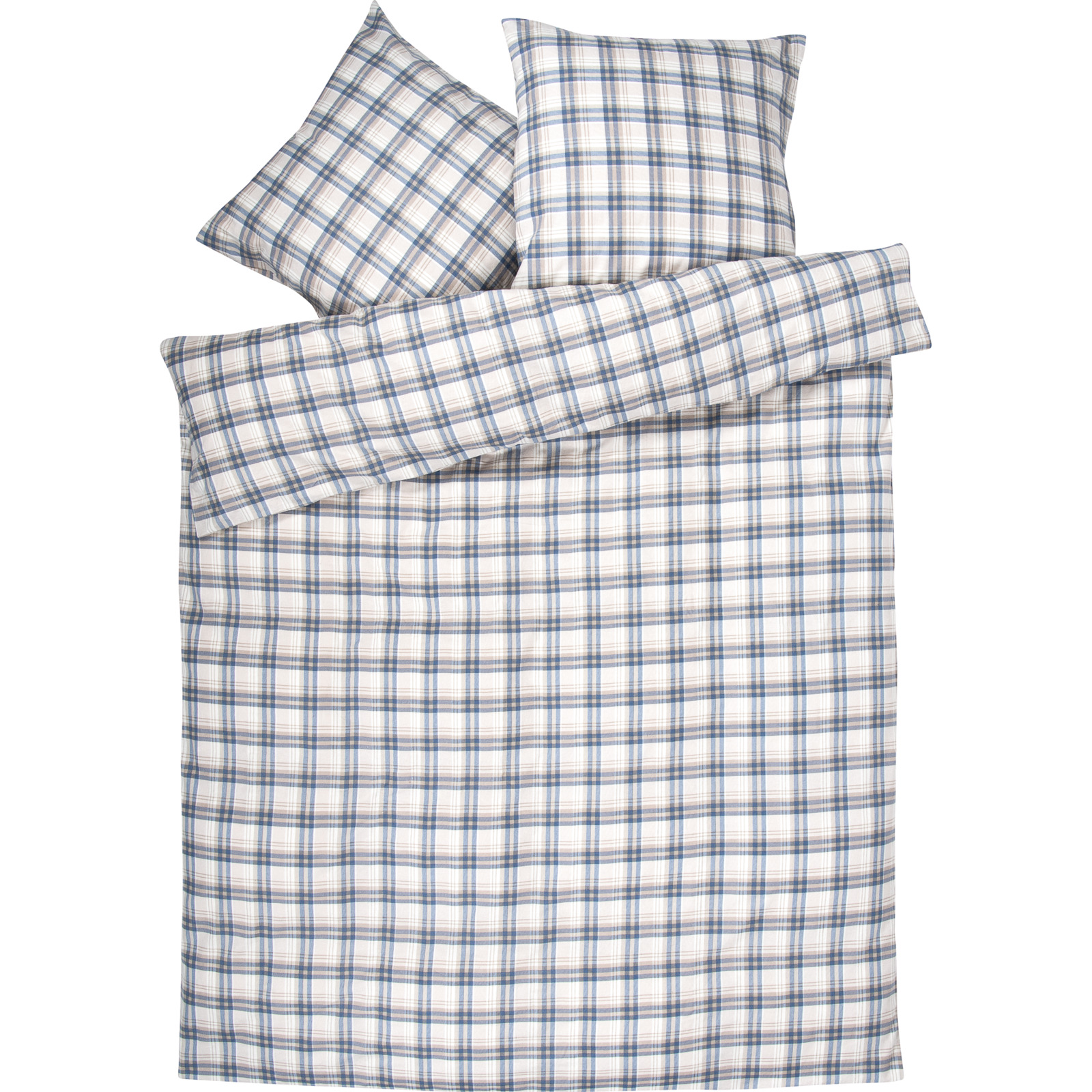 Bettwäsche Flanell mit Karomuster 160x210 65x100 Bettanzug Nord