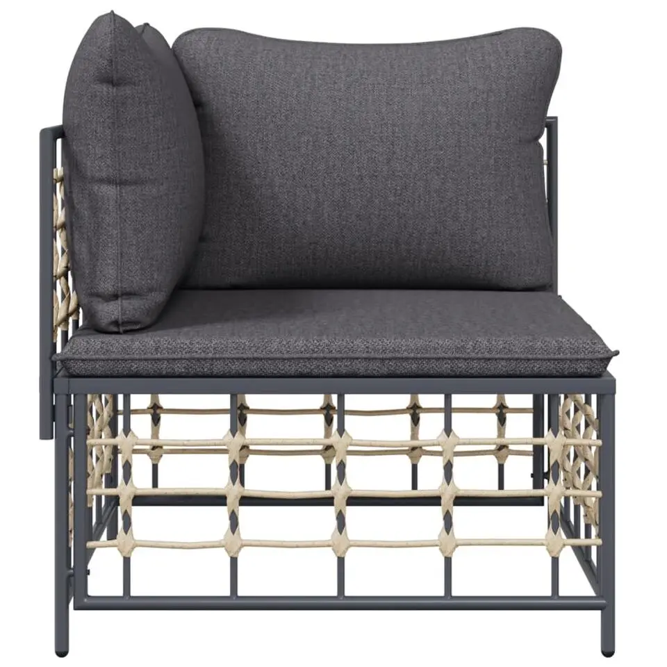 vidaXL - Tuinhoekbank - Antraciet - Poly rattan - Met kussens