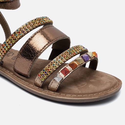 Lazamani Sandalen brons Leer