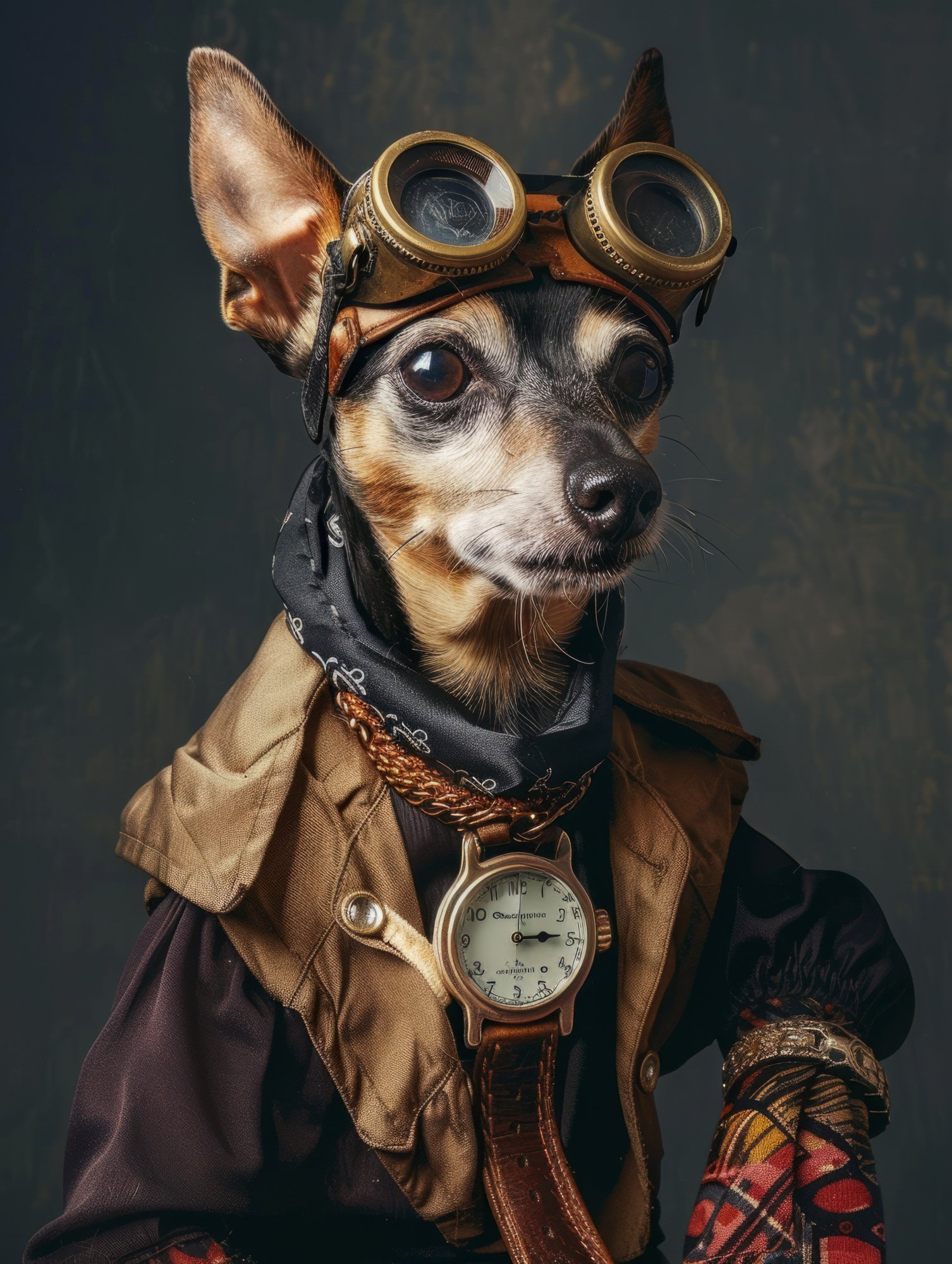 Canvas schilderij van een Dwergpinscher 40x60 cm