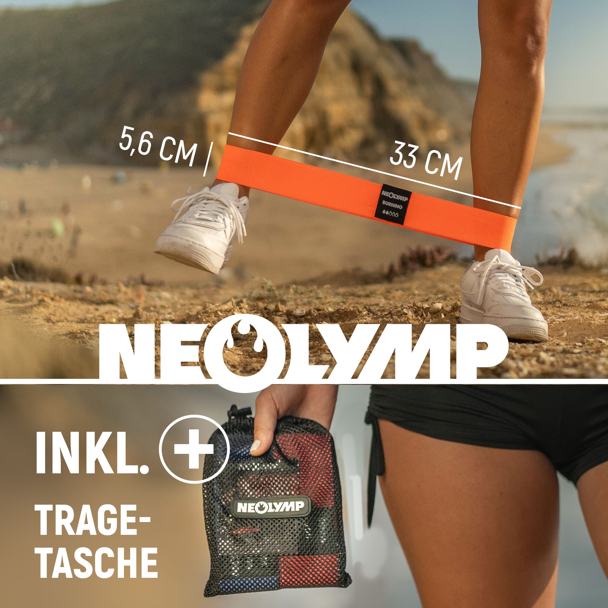 NEOLYMP kurze Fitnessbänder Stoff 5er Set