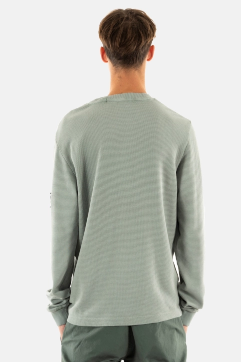 Tee shirt manches longues calvin klein jeans washed badge waffle pff slate gray