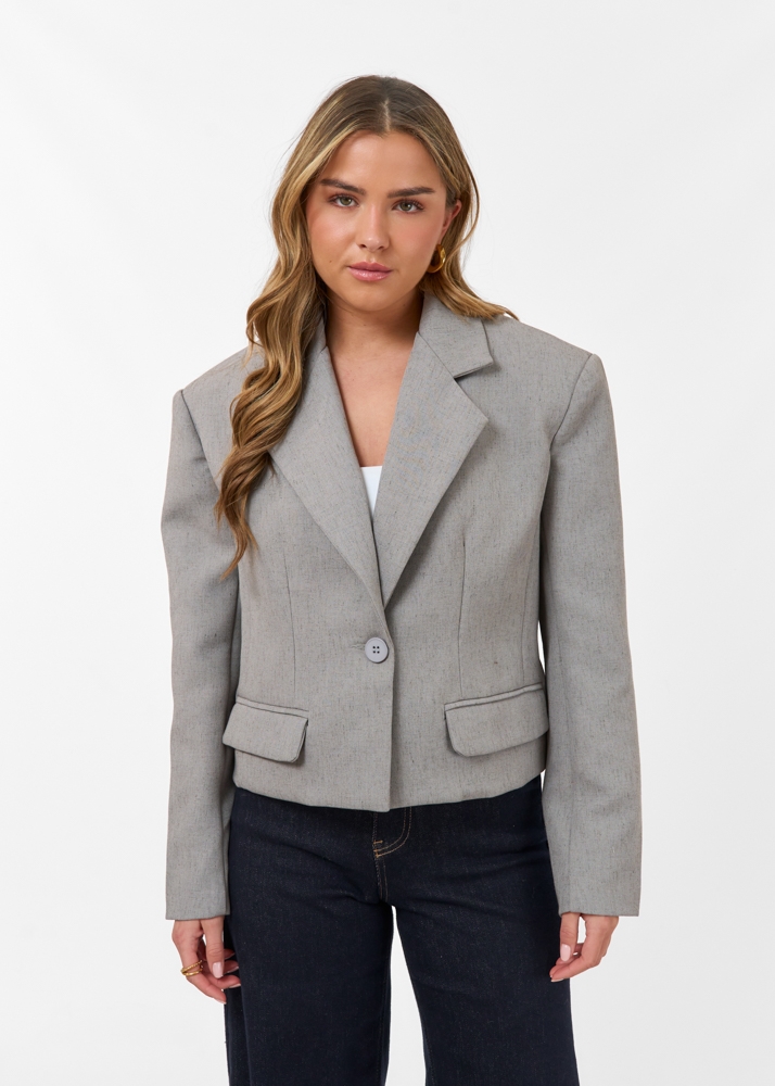 Audrey cropped blazer grijs