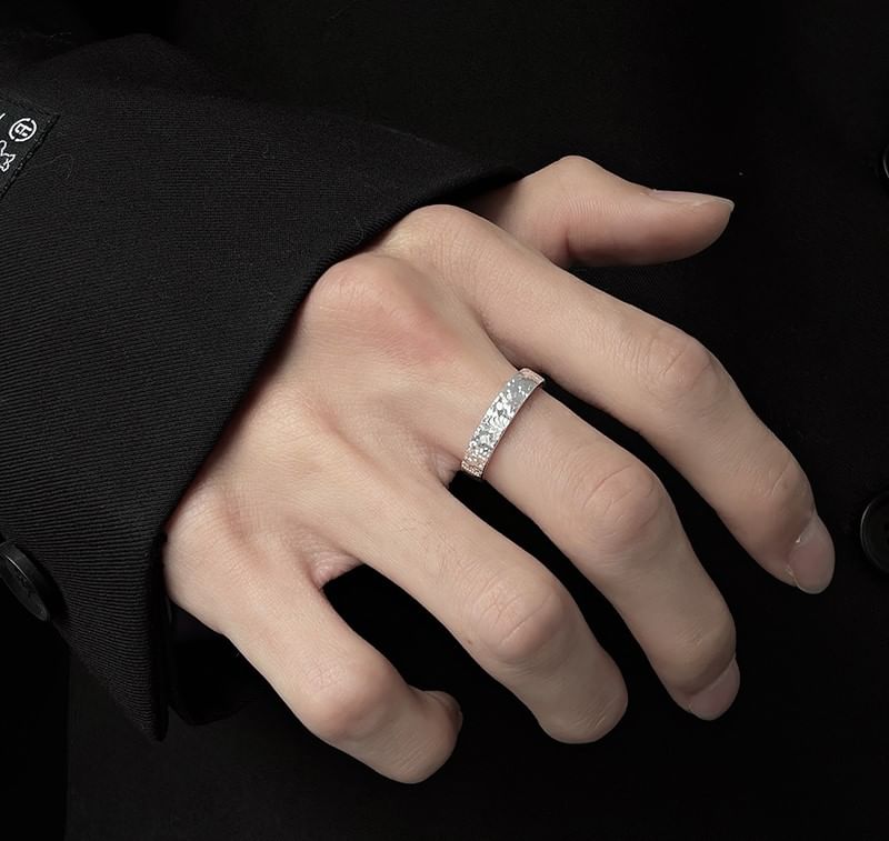 Kopesh - Bijpassende getextureerde sterling zilveren ring / set