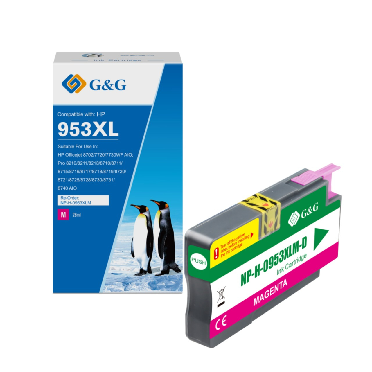 Ersetzt HP 953XL M Druckerpatrone Printer Tintenpatrone (1600 Seiten / 26ml) - Rot