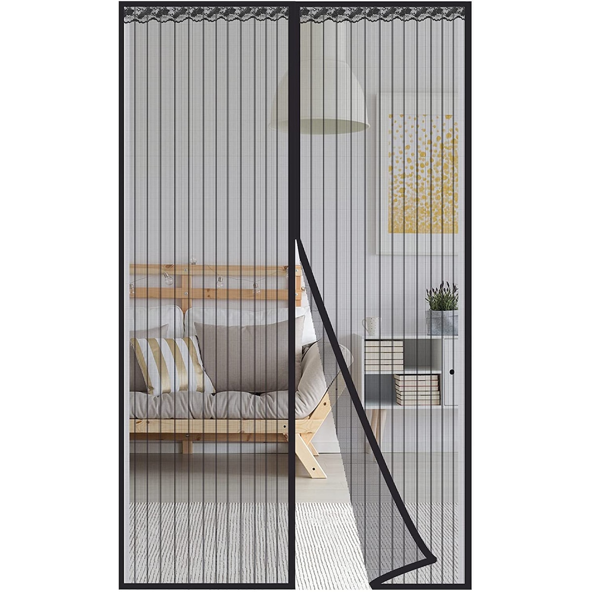 Myggnett med magnetlukking for dør 100 x 220 cm, sort
