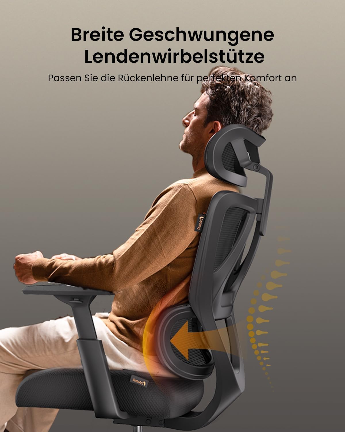 ProtoArc EC100 Ergonomischer Bürostuhl – Computer-Schreibtischstuhl mit 10 cm dickem Federkissen, Lendenwirbelstütze, Verstellbarer  Armlehne & Kopfstütze, Mesh-Drehstuhl für Home-Office, Schwarz BM6534386