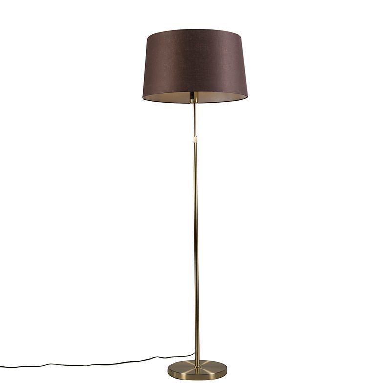 Vloerlamp goud/messing met kap bruin 45 cm verstelbaar - Parte