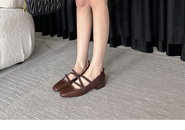 FRAISO - Lage hak, vierkante neus, effen imitatieleren Mary Jane pumps