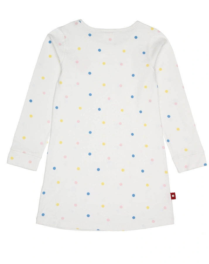 Langarm-Nachthemd MULTICOLOURED DOTS in weiß/rosa