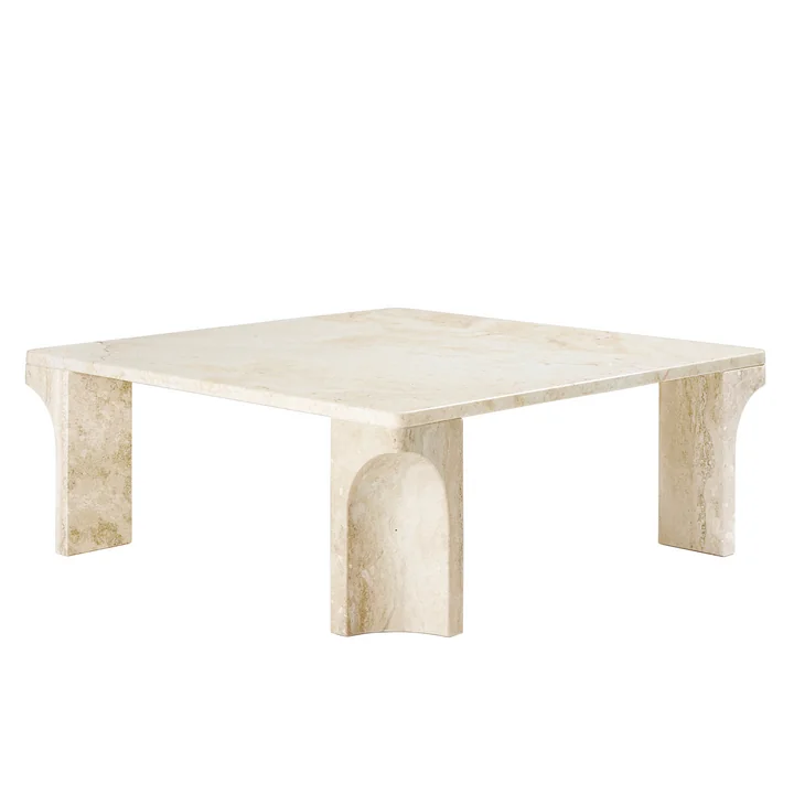 Gubi - Doric Couchtisch, 80 x 80 cm, neutral white Travertin