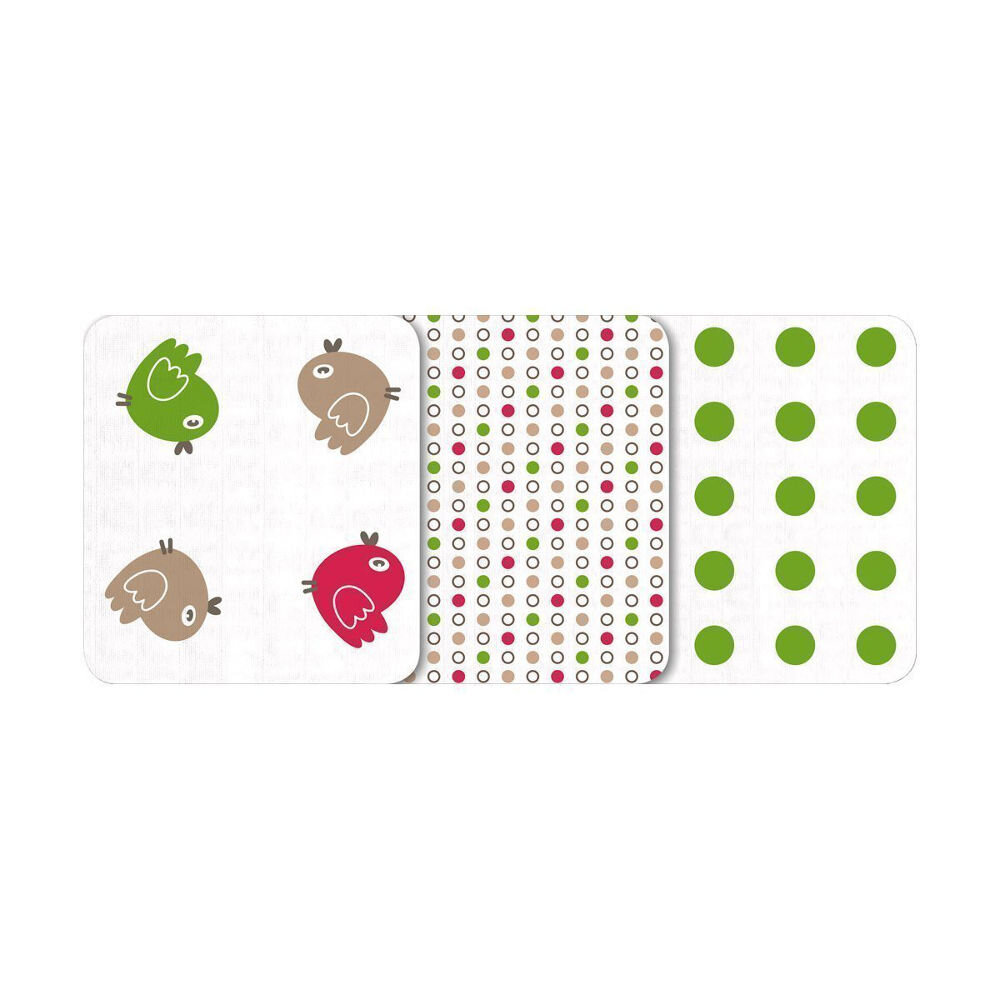 Odenwälder BabyNest Odenwälder 10082-525 Doppelmull Windeln 3er Box Vögelchen limette
