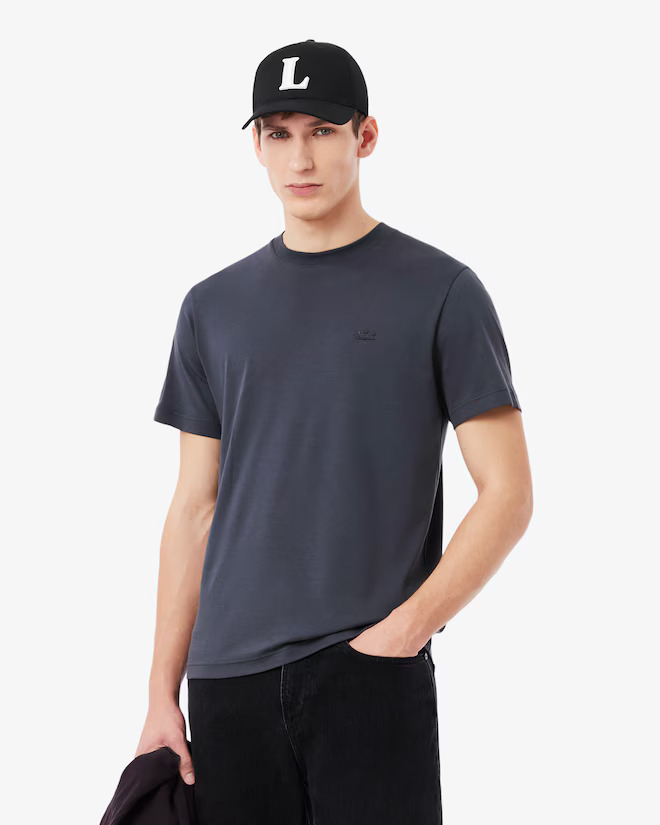 Lacoste Embroidered Signature T-Shirt Heren Donkergrijs