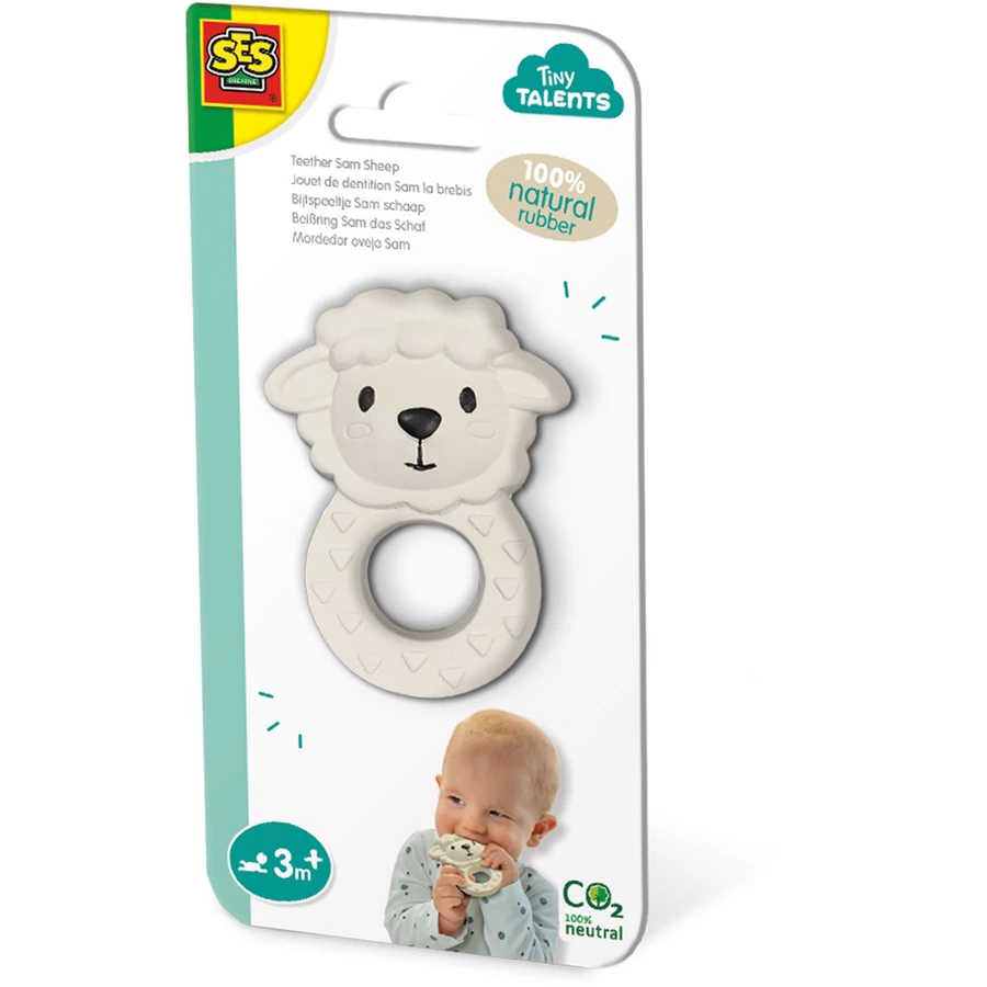 SES Creative® Beißring Sam das Schaf - 100% Naturkautschuk