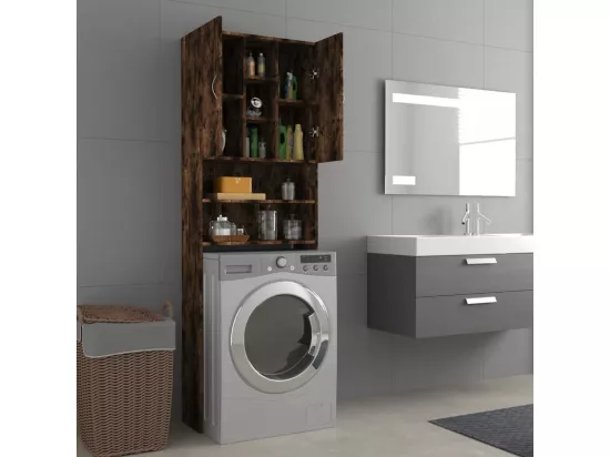 Meuble pour machine à laver Chêne fumé 64x25,5x190 cm