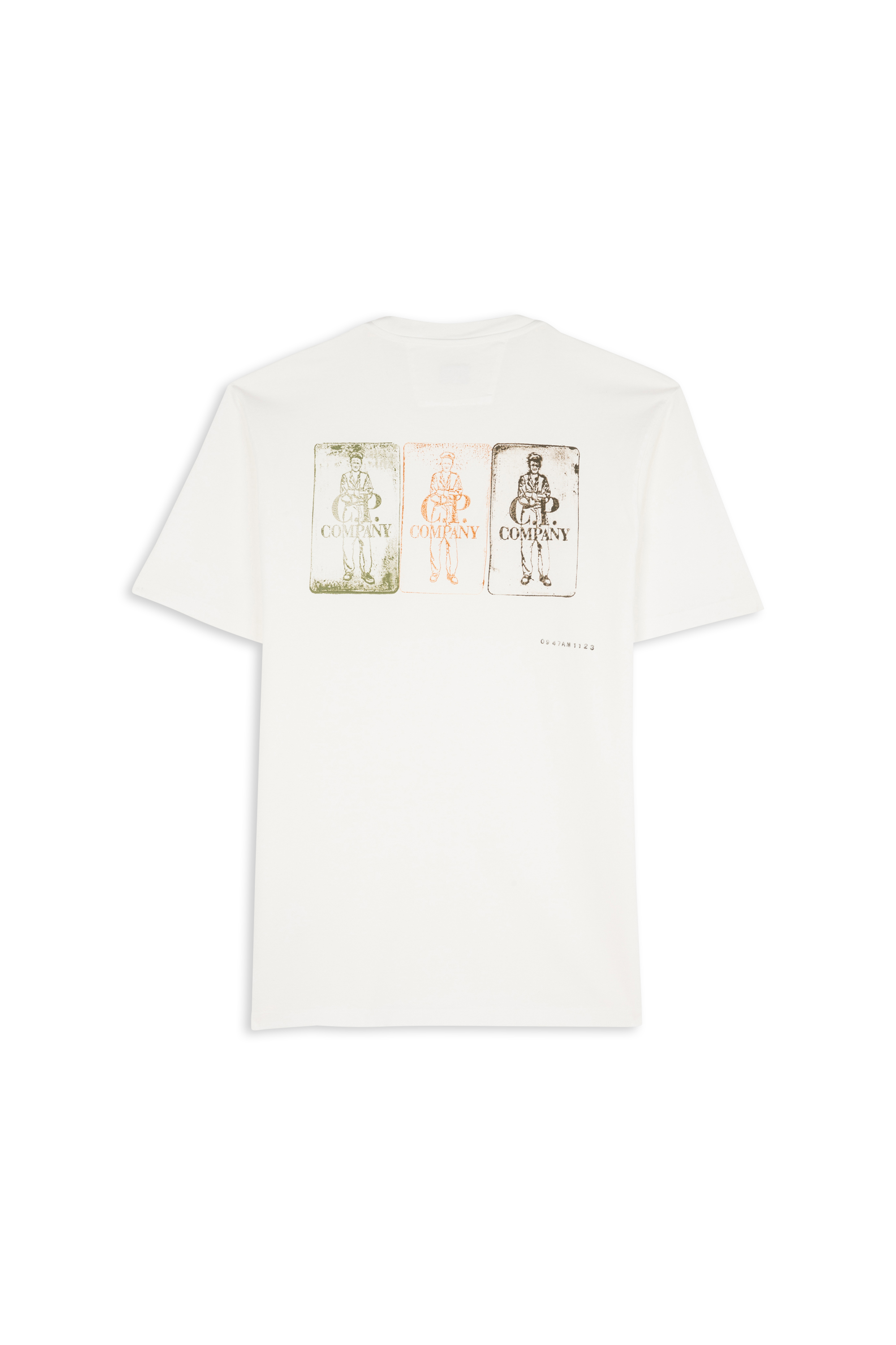 C.P. COMPANY T-shirt  JERSEY ARTISANAL THREE CARDS Blanc