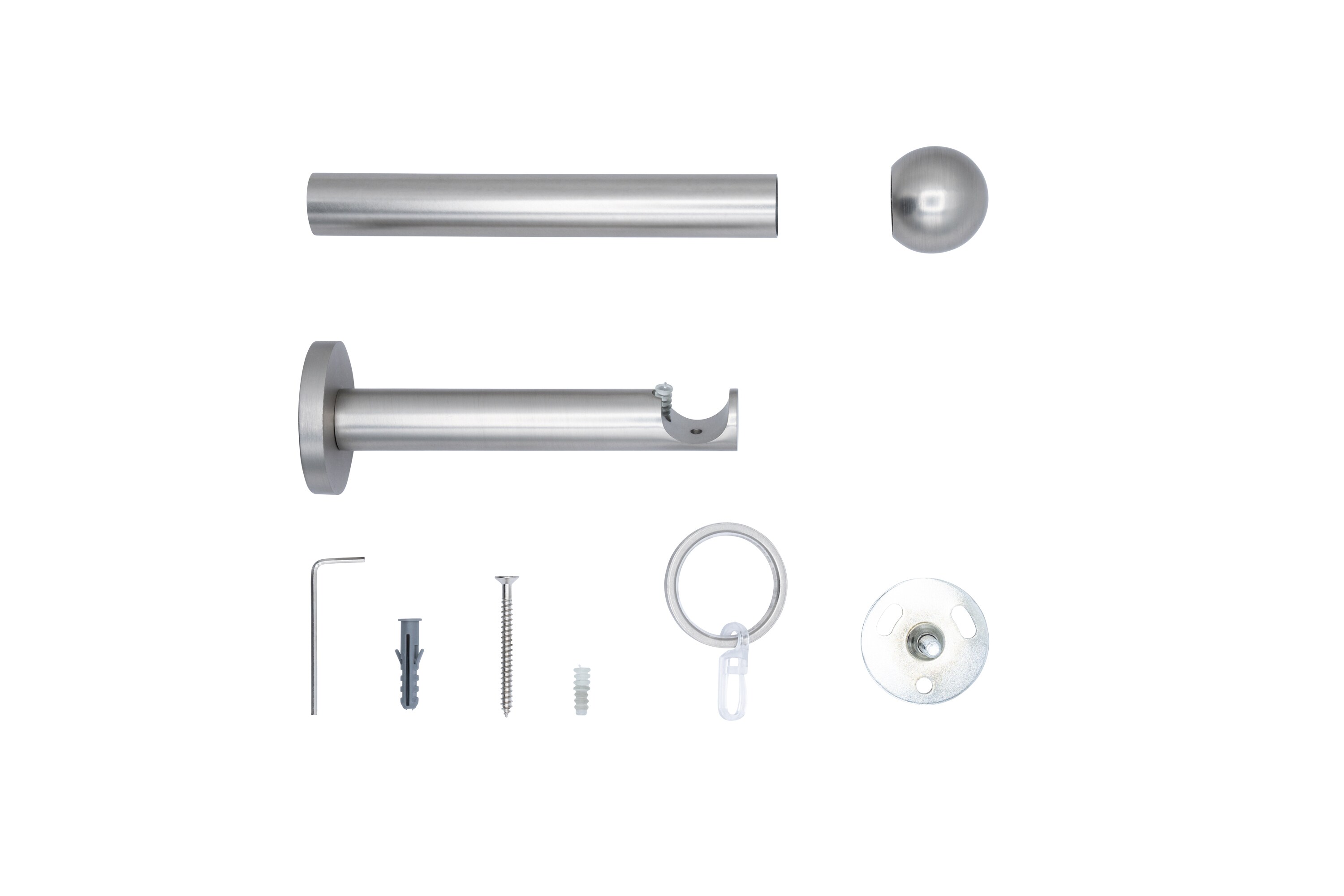 20mm,1-läufig,Rohr,Wandträger 12cm,Endstück ball Farbe: Edelstahl-Optik, Größe: 100cm