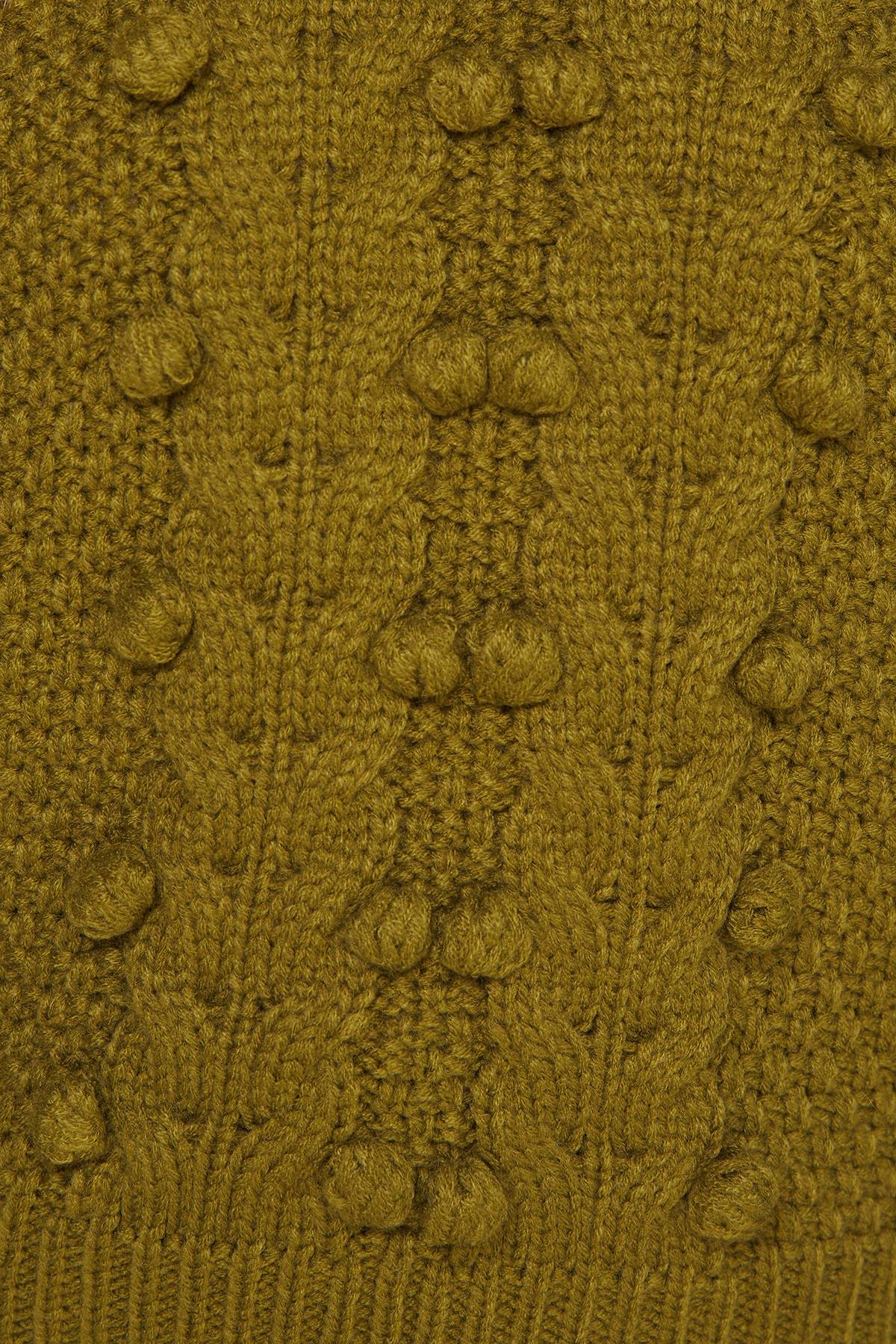 Wallis synthétiquell Col Rond à Torsades et Pompons Petite Taille