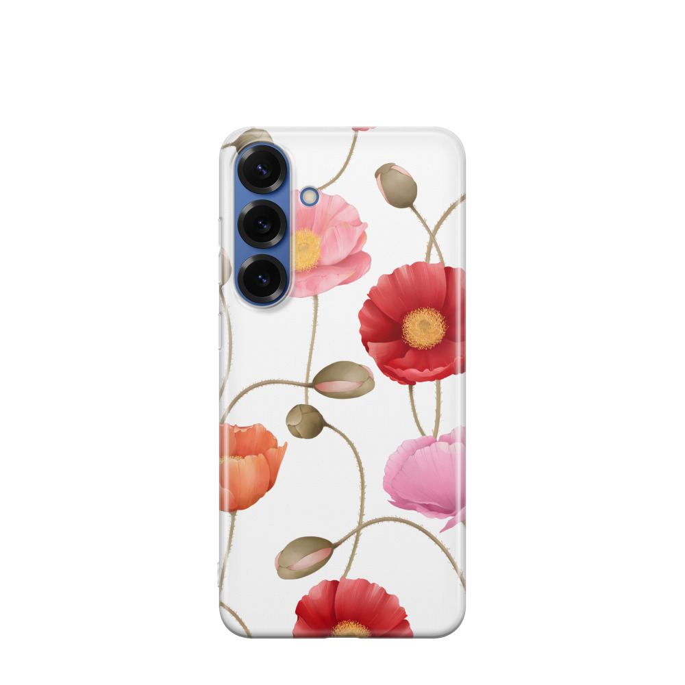 Samsung Galaxy S25 Plus Gummi Hülle Mohnpoesie - Weiss