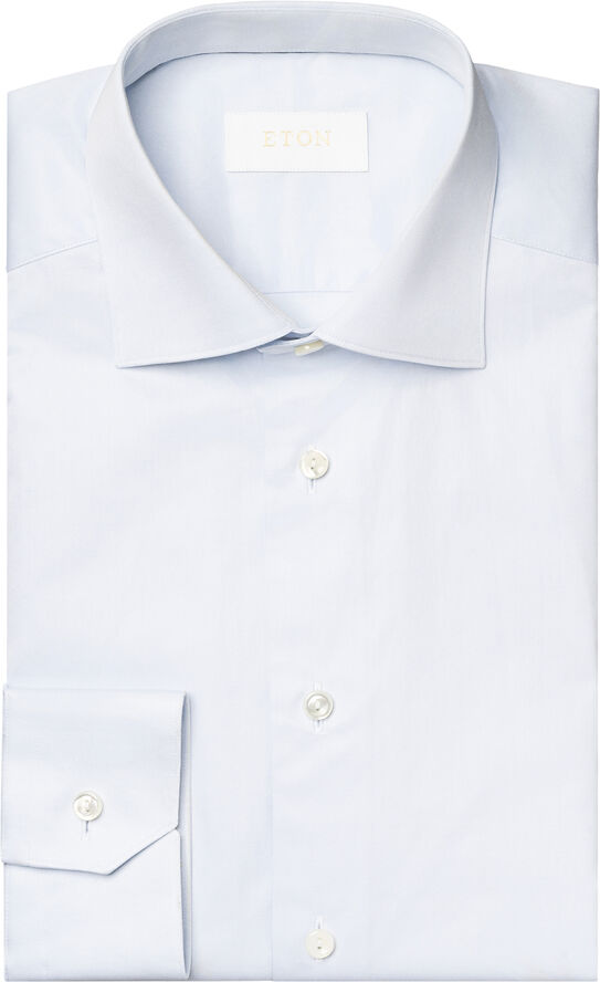 ETON Slim Fit Light Blue Solid Elevated Twill Shirt Lyseblå