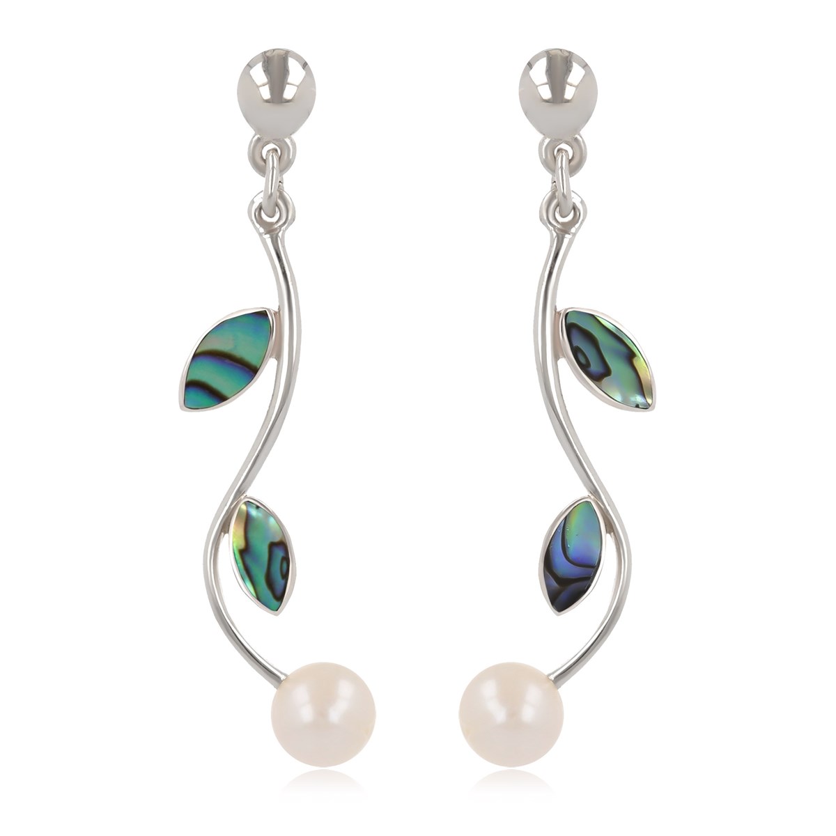 Pendants d'oreille Perle Nacre blanche en Argent massif 925 - Élégance et qualité | Aden