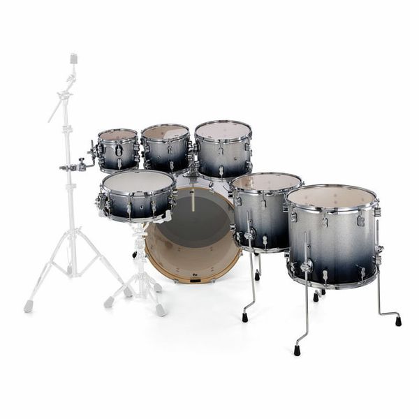 DW PDP CM7 Rock Silver to Black