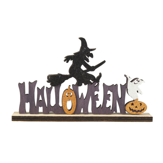 Schriftzug Halloween - aus Holz - ca. 21,5 x 4 x 13,5 cm