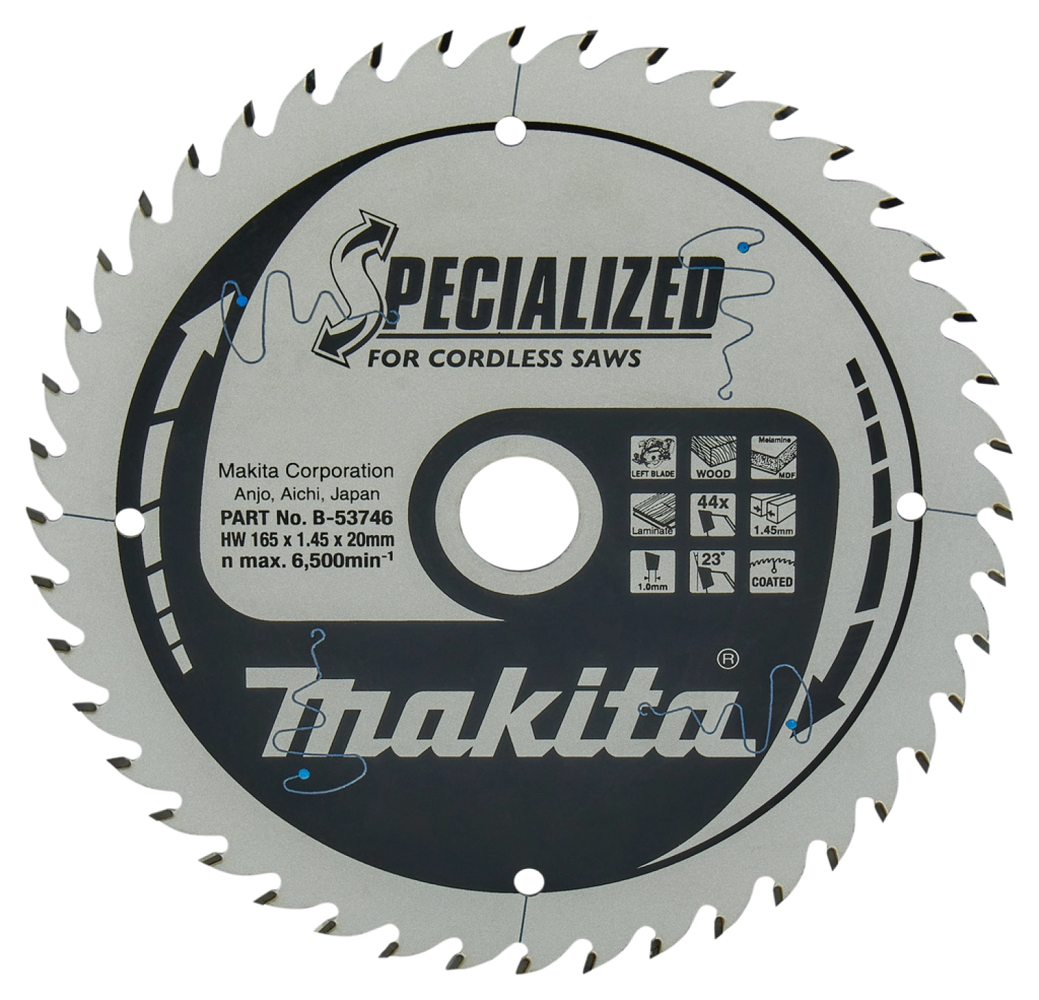 Makita B-53746 - Cirkelzaagblad Gemelamineerd - 165x20x1,45mm 44T