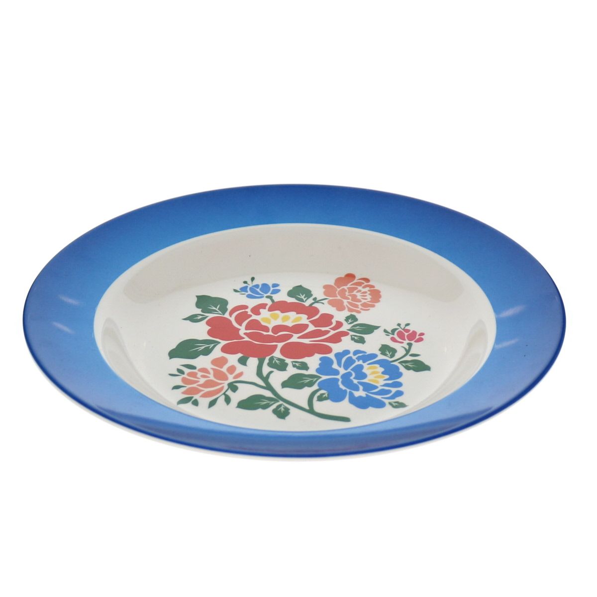 Assiette à fleurs en mélamine bleue Polka Folk Jolie saison