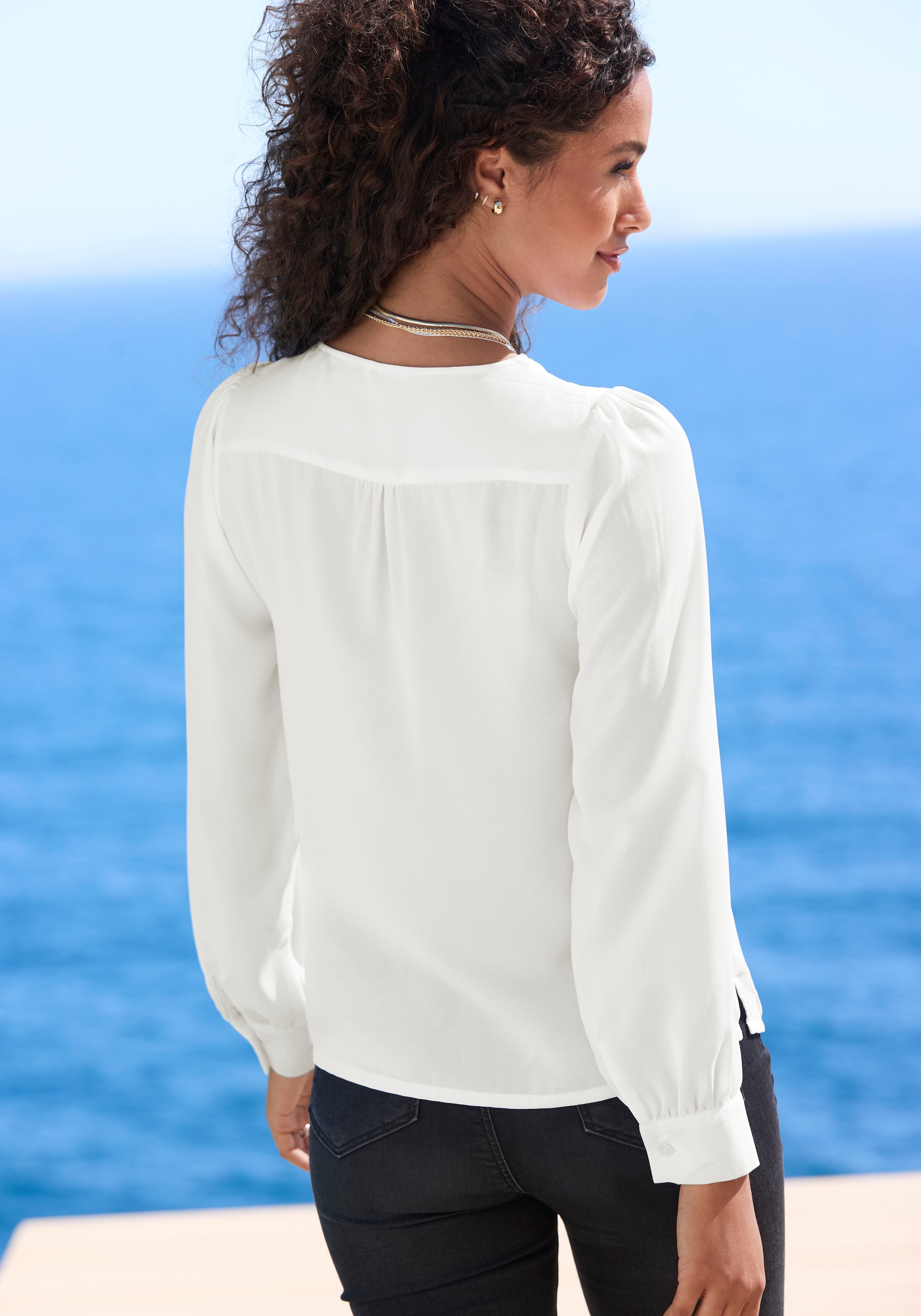 LASCANA Langarmbluse , mit Reissverschlussdetail, elegante Damenbluse