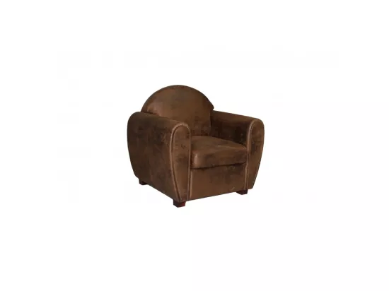 Fauteuil avec accoudoirs simili marron vieilli style club - CUBA