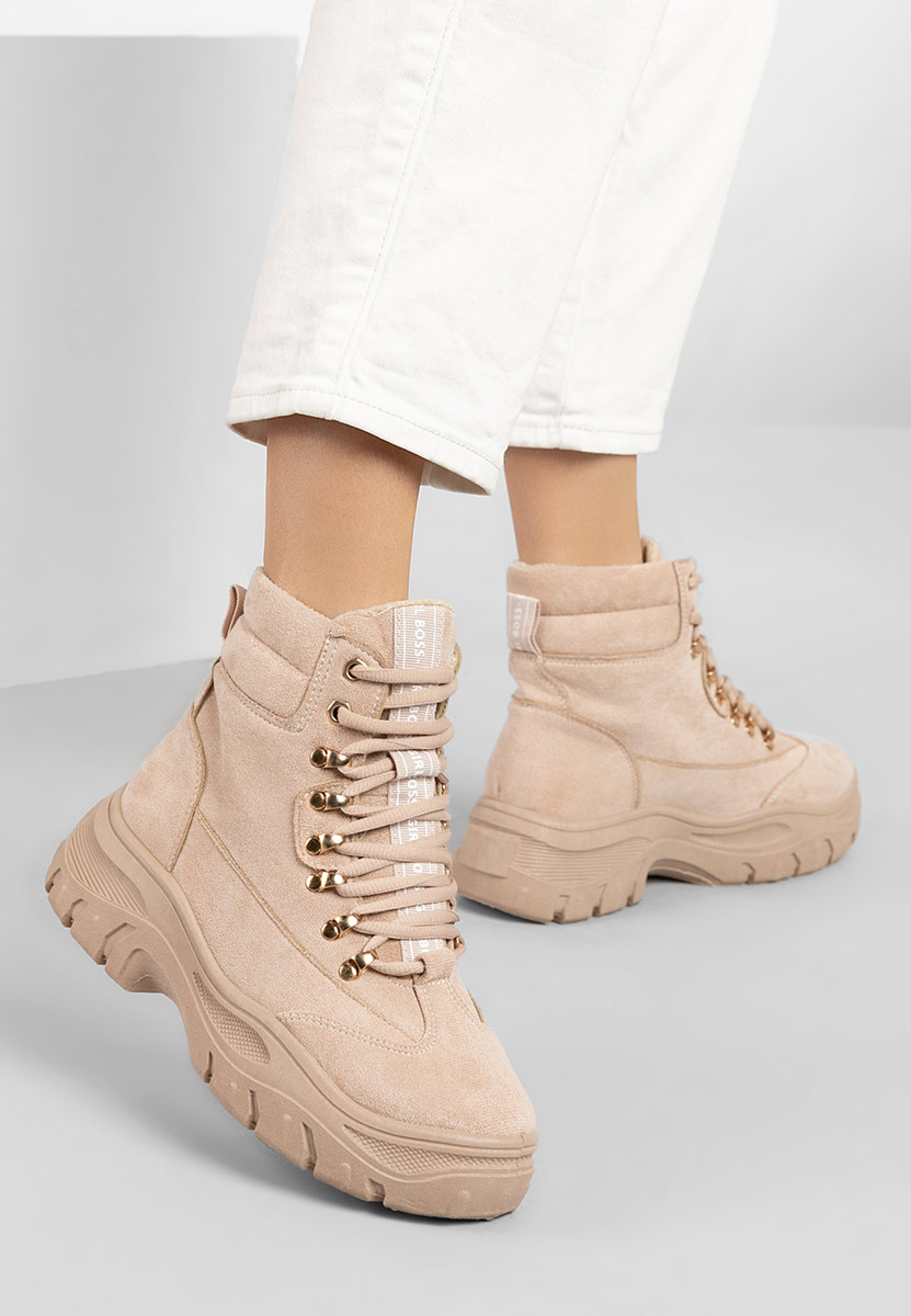 Bottines à lacets femme beige Onisa