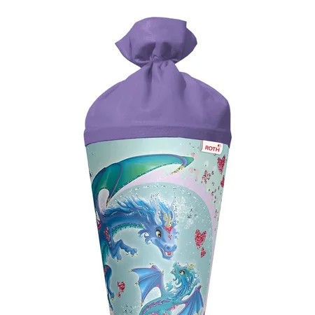 Roth Schultüte Drachenliebe mit Glitter, 70 cm, rund
