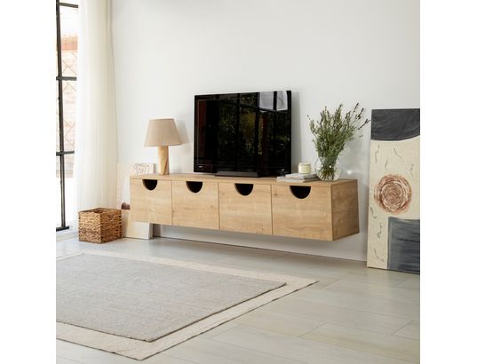 CONCEPT1 - Meuble TV Four seasons chene saphir 180 x 35 x h35 cm