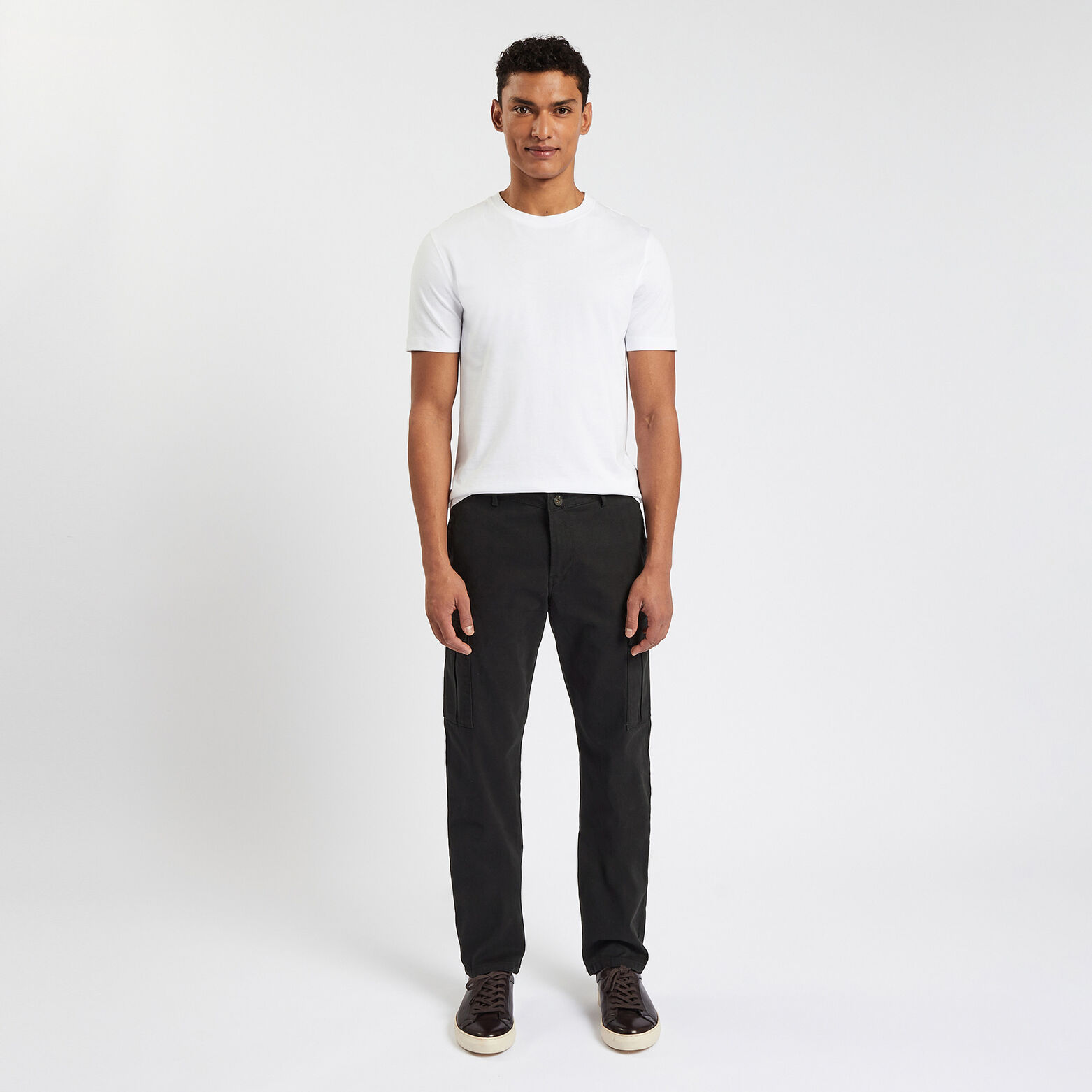 Pantalon cargo droit poches côtés Noir