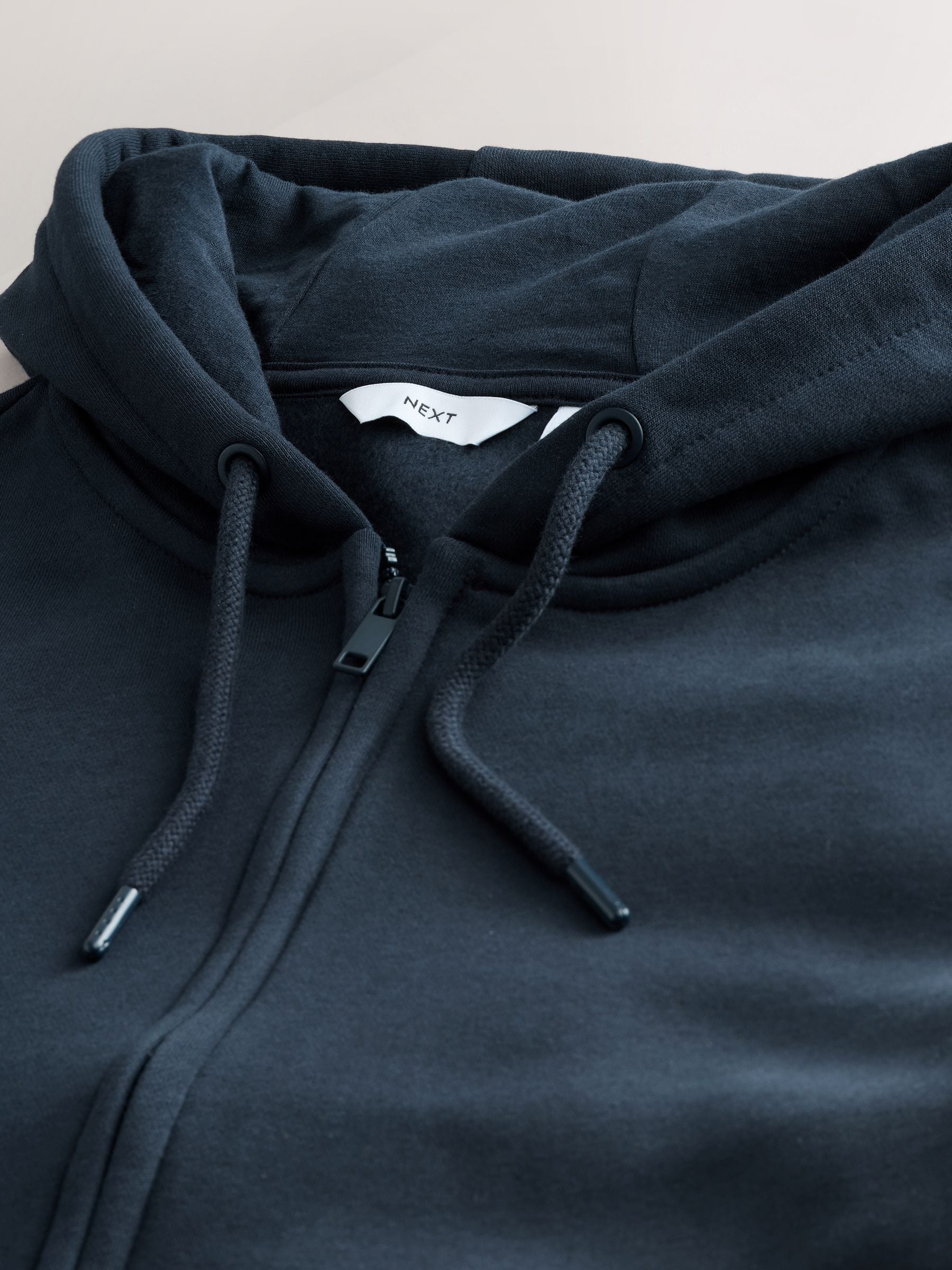 Donkerblauw - Cotton Rich Heavyweight Jersey Full Zip Hoodie