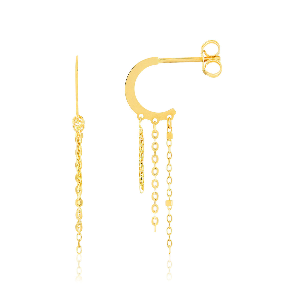 Boucles d'oreilles demi créoles or jaune 750