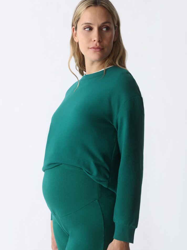 Calça de gestante estilo jogger - Verde Médio