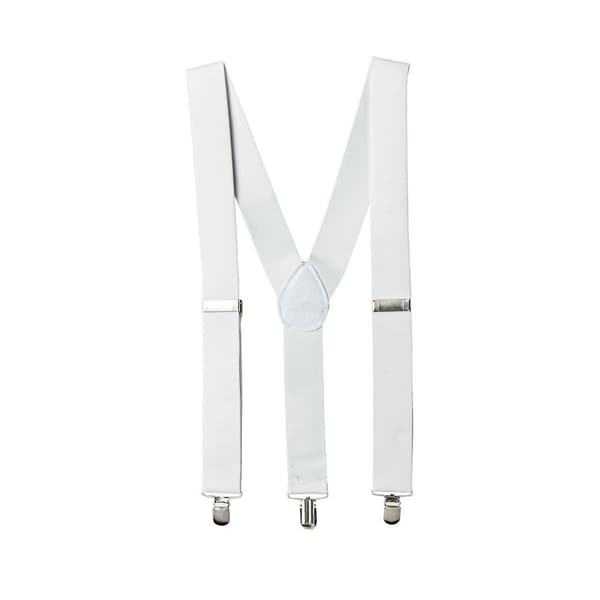 Stilige smale hvite seler med klemmer 2,5 cm